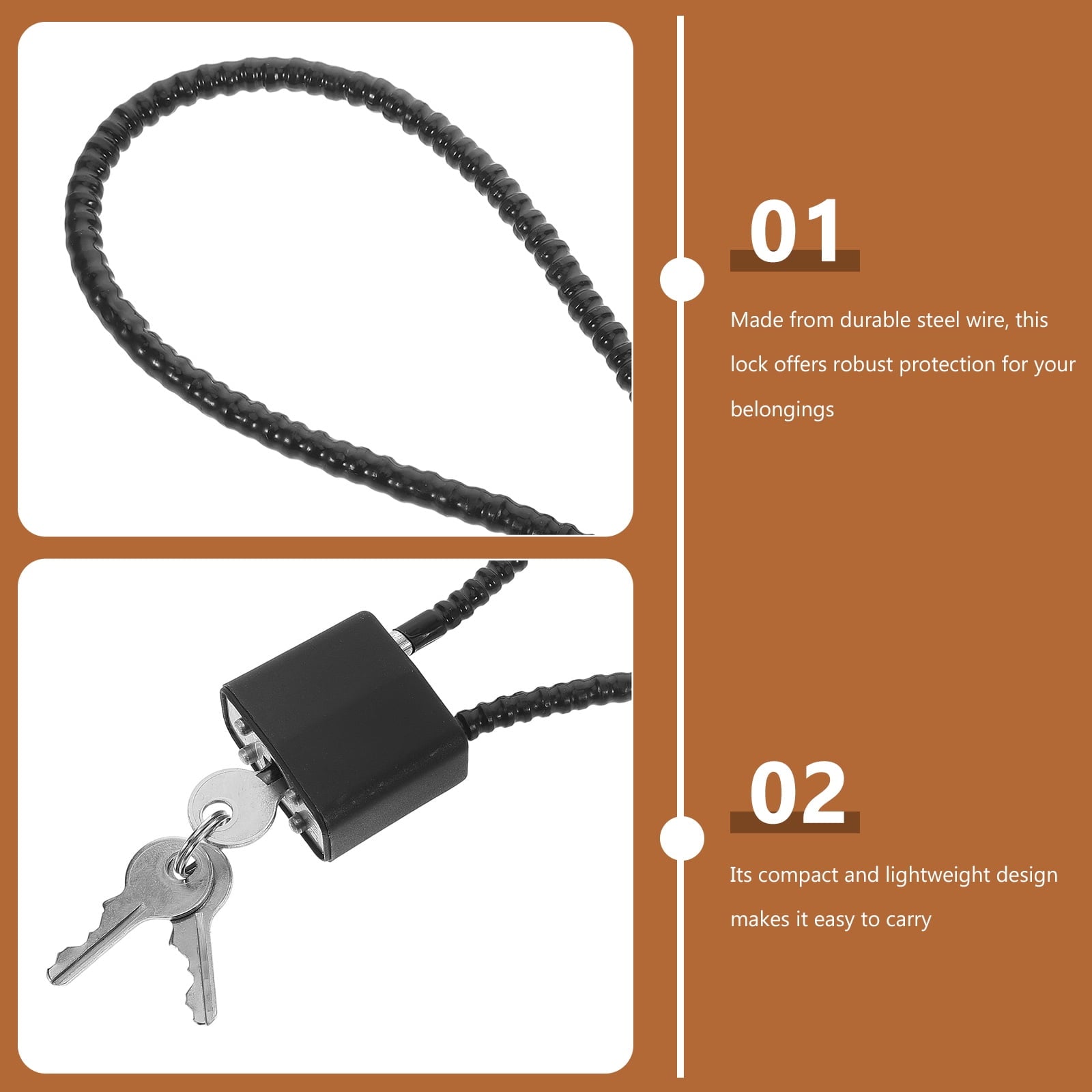 SWETRACE Bicycle Lock Cable Lock Steel Wire Black 1Pcs 5.9X2.5X0.8In V1189-LWWAL-20260327-03802