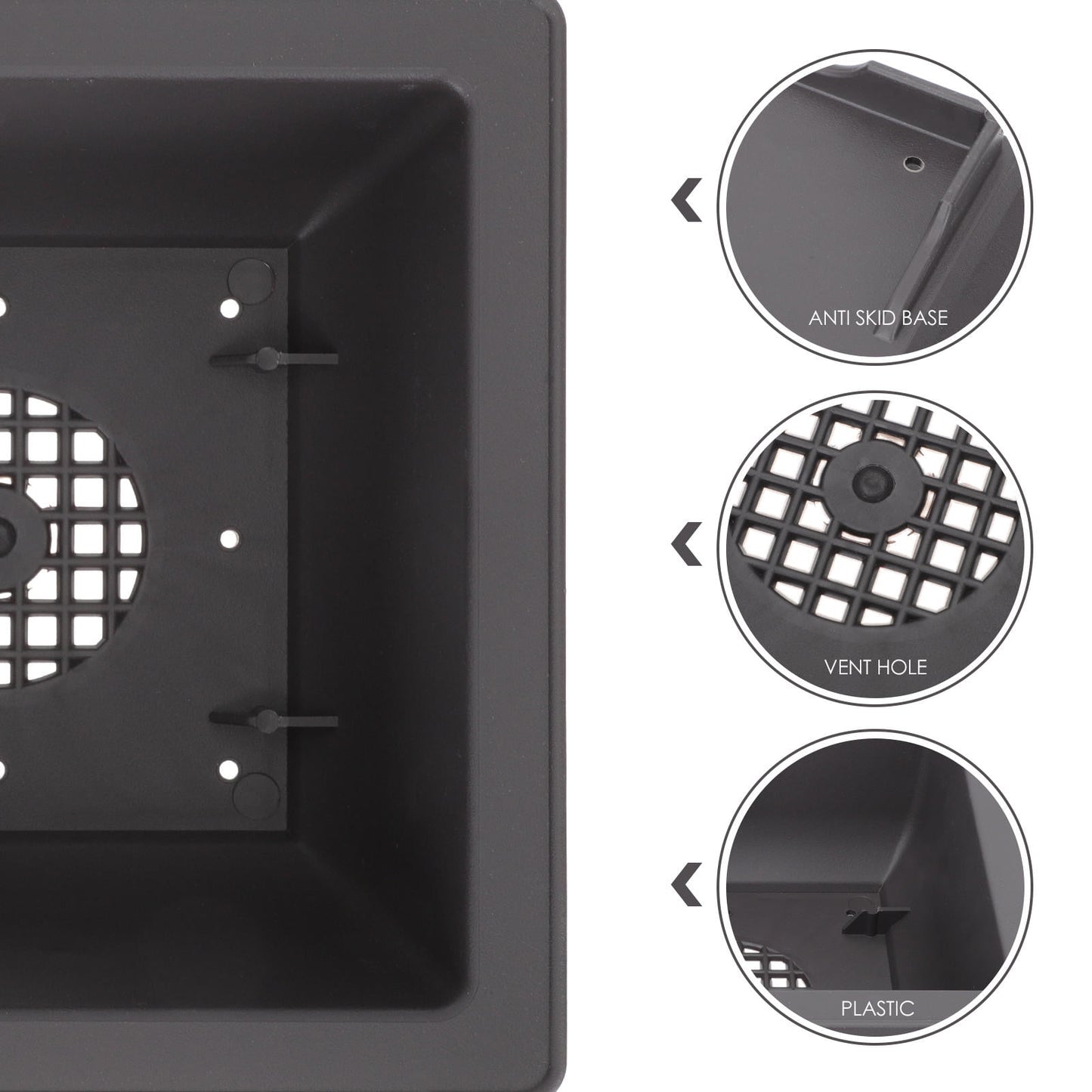 SWETRACE 5Pcs Square Flowerpots for Study Room and Office in Black 17x17cm V1189-LWWAL-20260327-03815