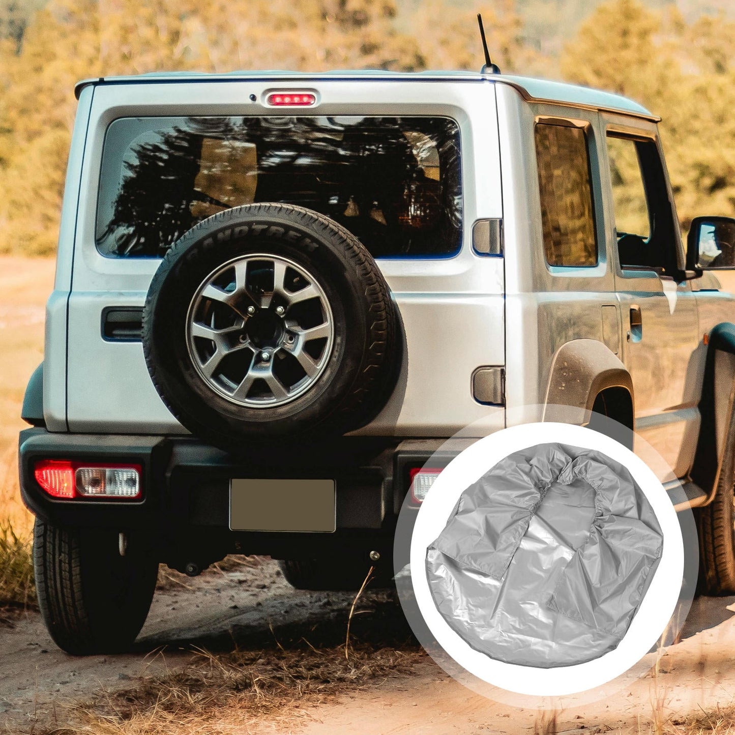 SWETRACE 1Pcs RV Spare Tire Cover in Grey Coated Polyester Prevents Cracking and Extends Lifespan V1189-LWWAL-20260327-03831