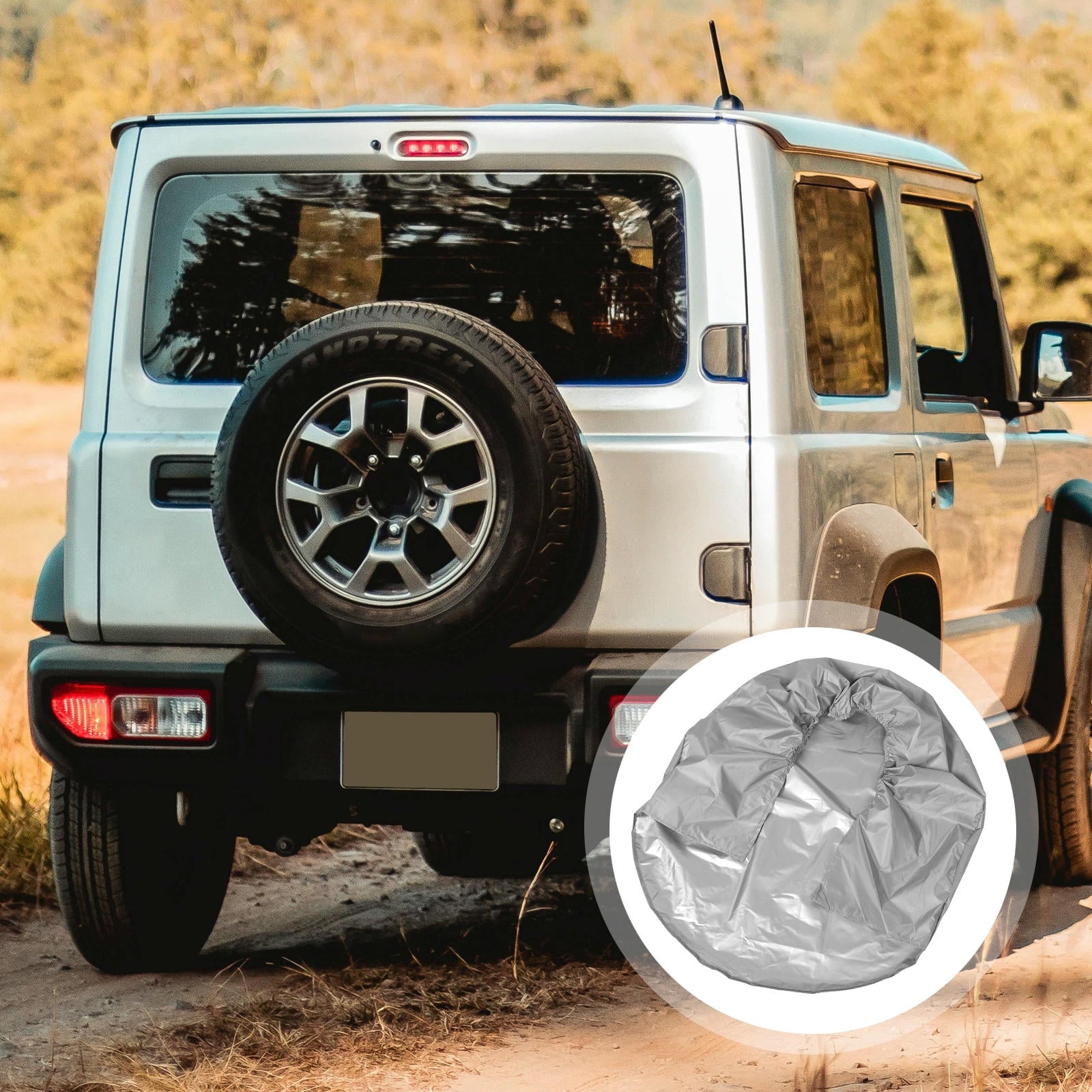 SWETRACE 1Pcs RV Spare Tire Cover in Grey Coated Polyester Prevents Cracking and Extends Lifespan V1189-LWWAL-20260327-03831