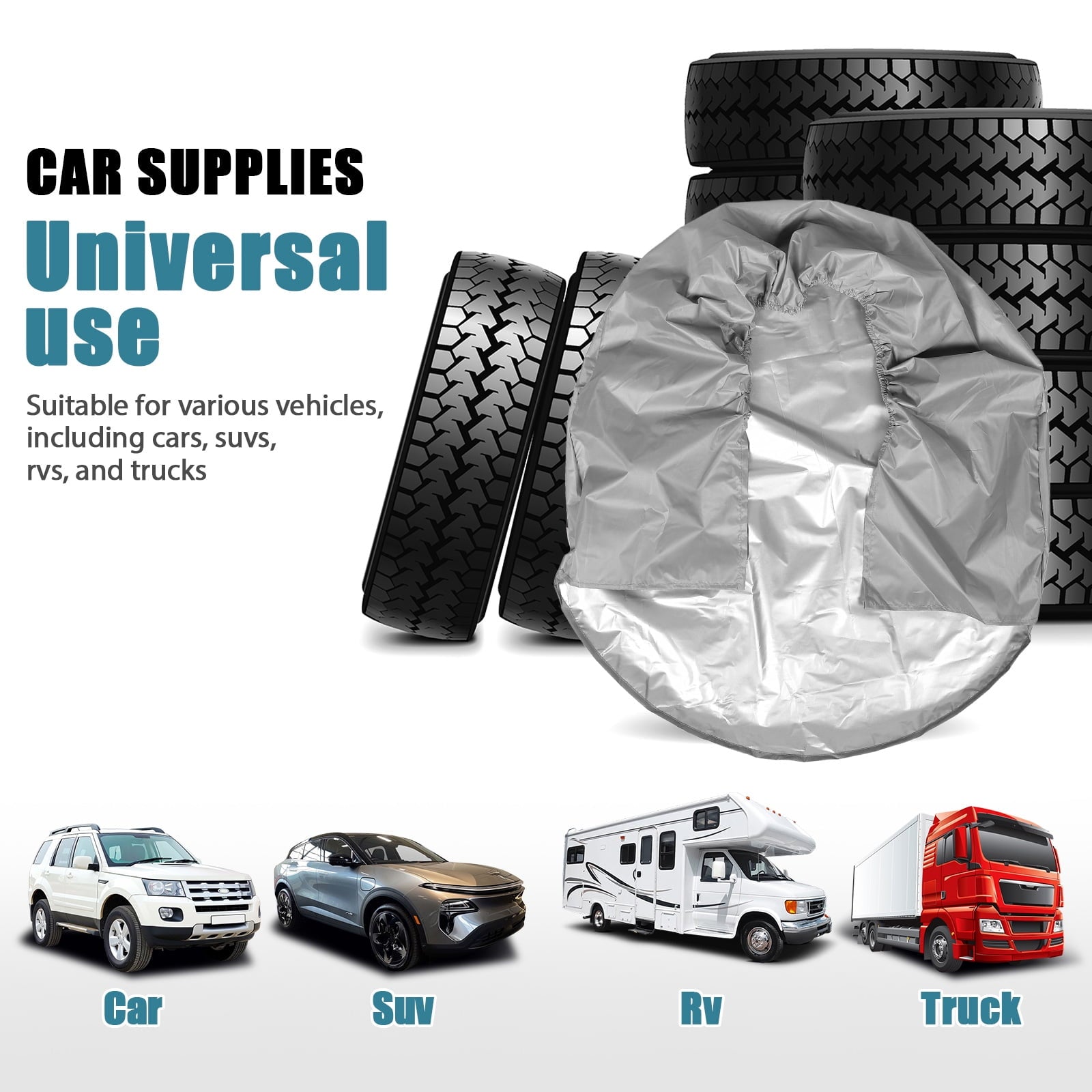 SWETRACE 1Pcs RV Spare Tire Cover in Grey Coated Polyester Prevents Cracking and Extends Lifespan V1189-LWWAL-20260327-03831