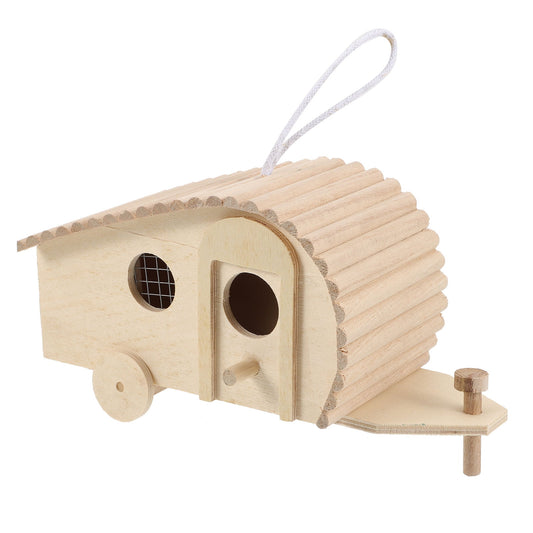 SWETRACE 1Pack Wooden Bird Feeder House Natural Wood Design for Garden Outdoor Birds V1189-LWWAL-20260327-03837