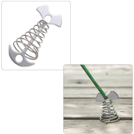 SWETRACE 6Pcs Stainless Steel Fishbone Tent Pegs for Outdoor Camping with Tent Rope Buckle 3.1x1.6x1.2in V1189-LWWAL-20260327-03846