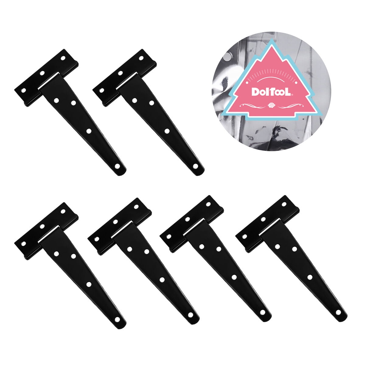 SWETRACE 6Pcs Heavy Duty Gate Hinges in T-Shape Black for Outdoor Projects V1189-LWWAL-20260327-03855