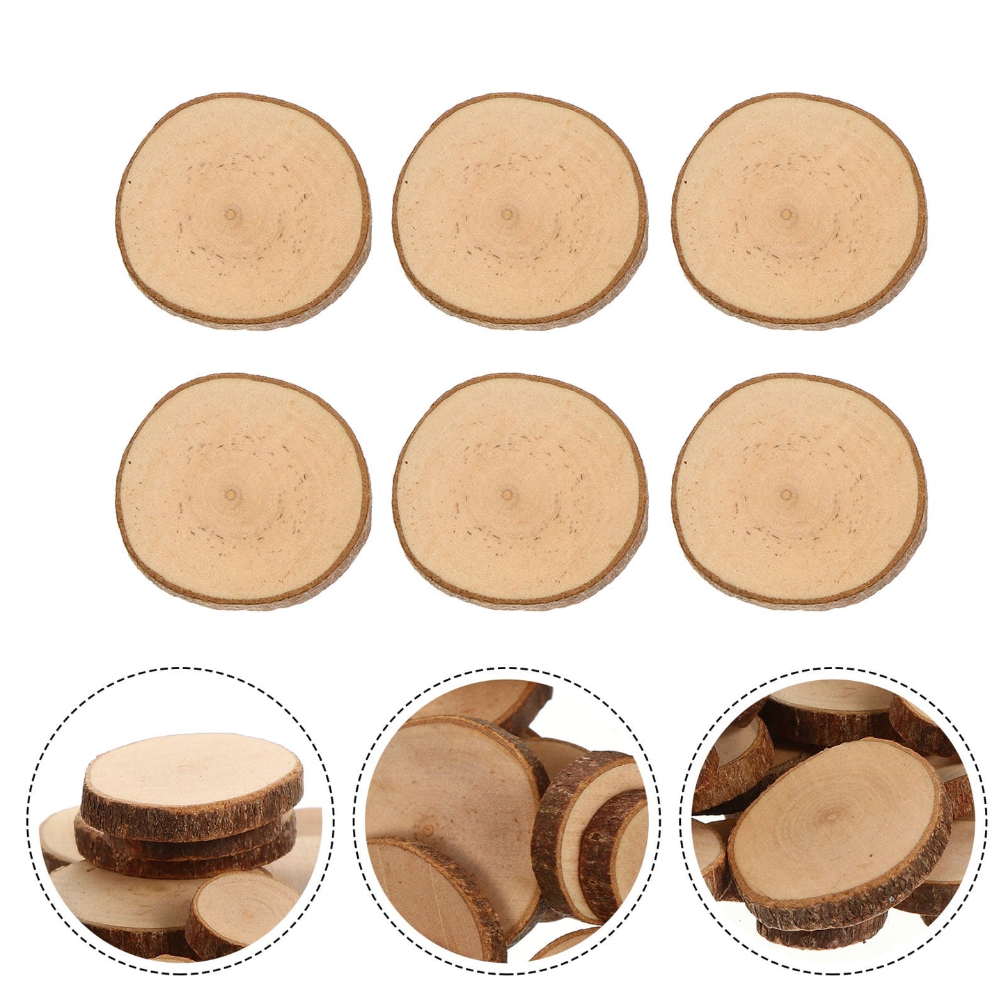 SWETRACE 1 Set Diy Wood Slices for Wedding Decorations Light Brown Round Bark Shapes Smooth Surface V1189-LWWAL-20260327-03863