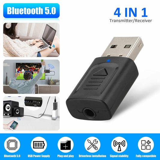 4 IN 1 5.0 Bluetooth Adapter USB Wireless Bluetooth Sender Receiver Music Audio for TV Portable 3.5mm AUX V1189-LWWAL-20260327-03904