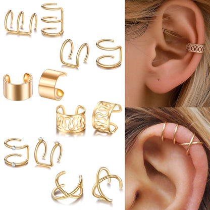 SPRING PARK Men Women Ear Cuff Wrap Earrings, 12 Pieces Gold V1189-LWWAL-20260327-03949