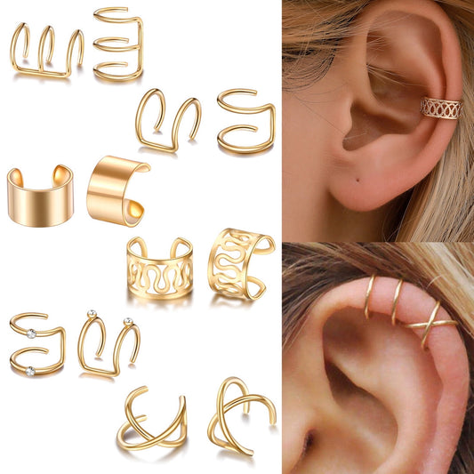 SPRING PARK Men Women Ear Cuff Wrap Earrings, 12 Pieces Gold V1189-LWWAL-20260327-03949