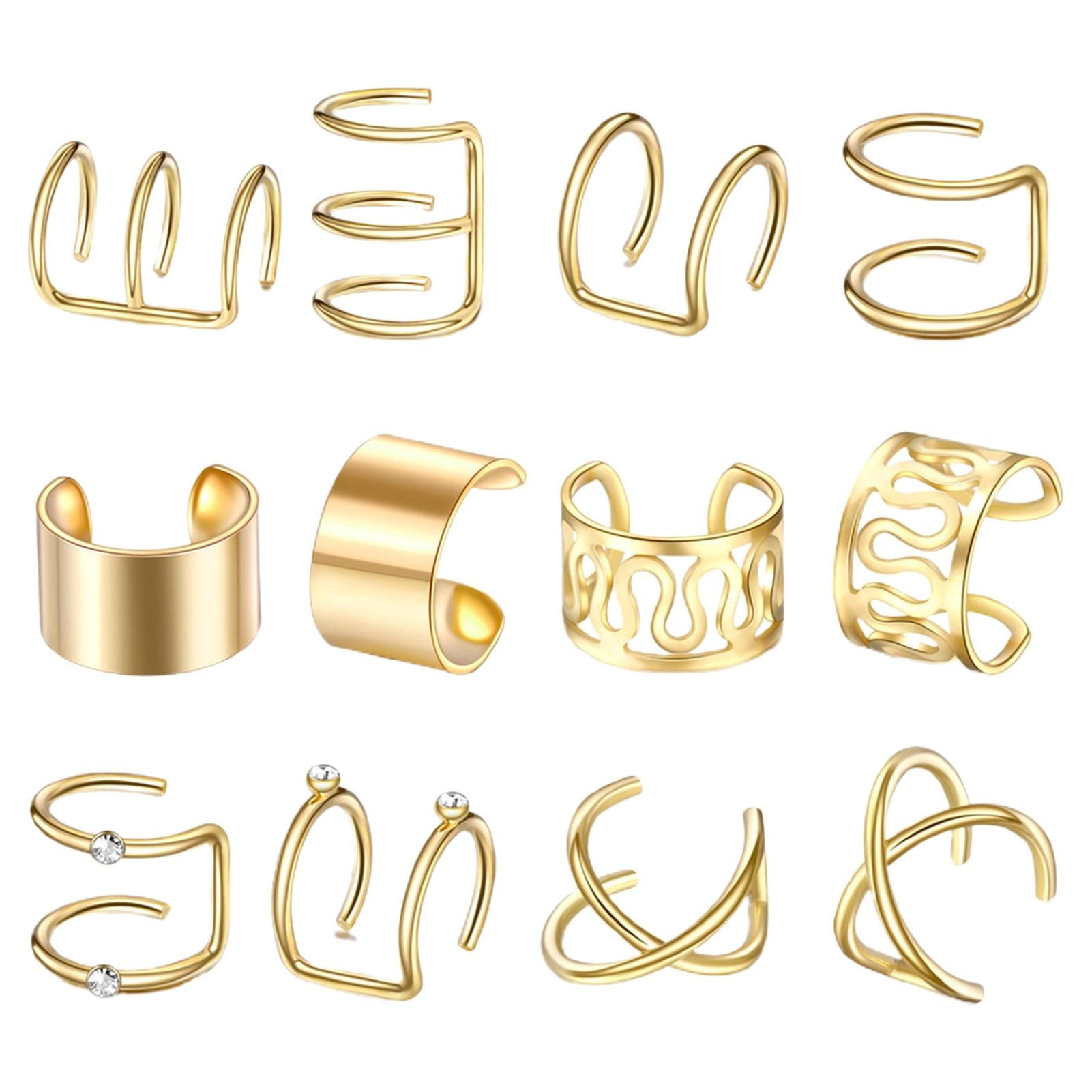 SPRING PARK Men Women Ear Cuff Wrap Earrings, 12 Pieces Gold V1189-LWWAL-20260327-03949