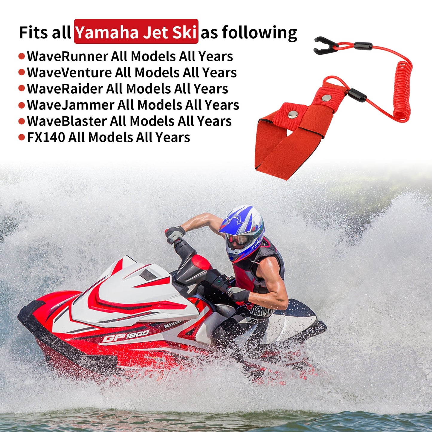 M MATI Stop Kill Safety Lanyard for Yamaha Jet Ski WaveRunner FX140 WaveVenture WaveRaider WaveJammer V1189-LWWAL-20260327-03955