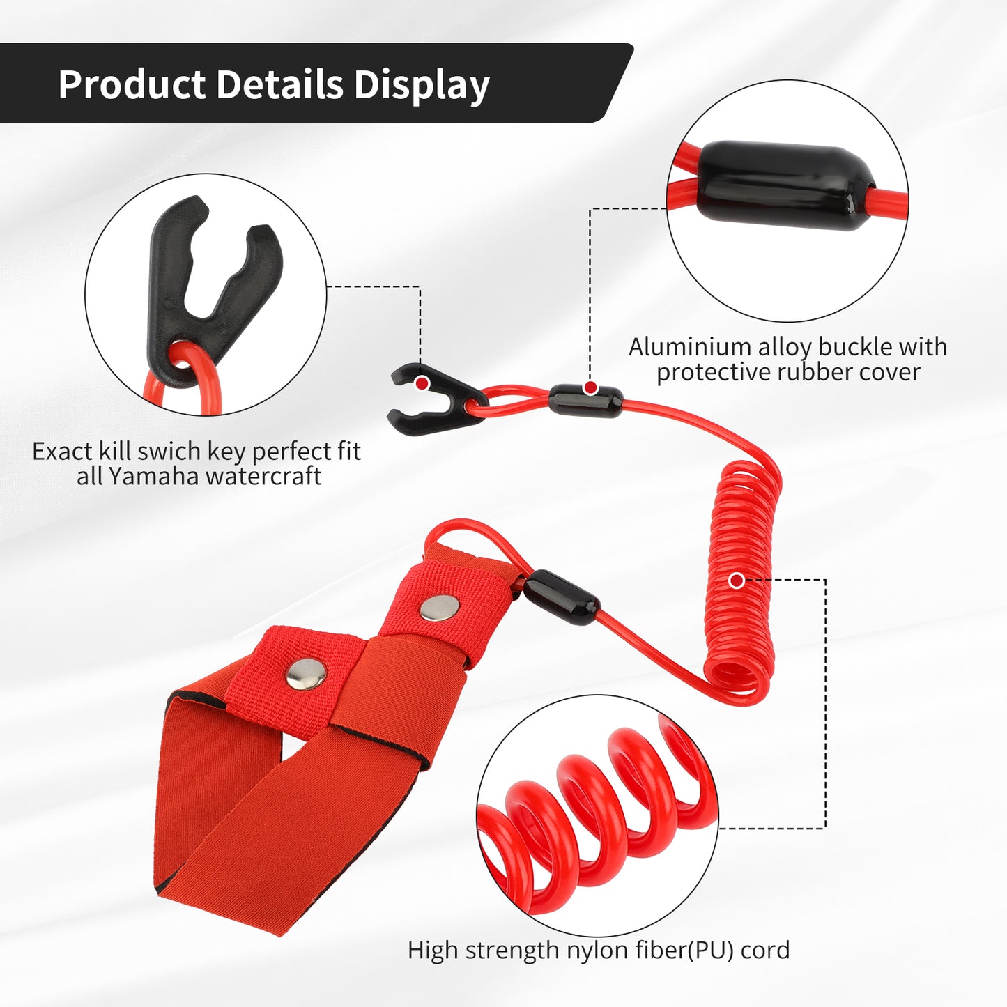 M MATI Stop Kill Safety Lanyard for Yamaha Jet Ski WaveRunner FX140 WaveVenture WaveRaider WaveJammer V1189-LWWAL-20260327-03955