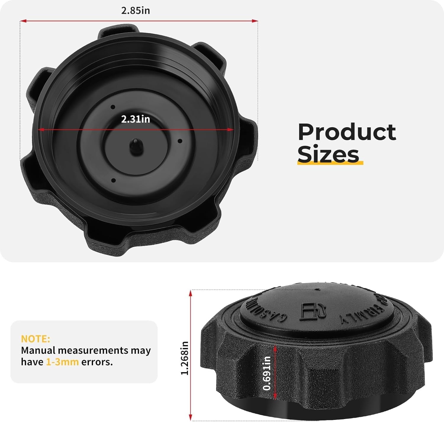 M MATI Fuel Cap Gas Cap for Gravely Vented Fuel 01538400 Select Gravely & Mini- Zero-turn Mowers V1189-LWWAL-20260327-03973