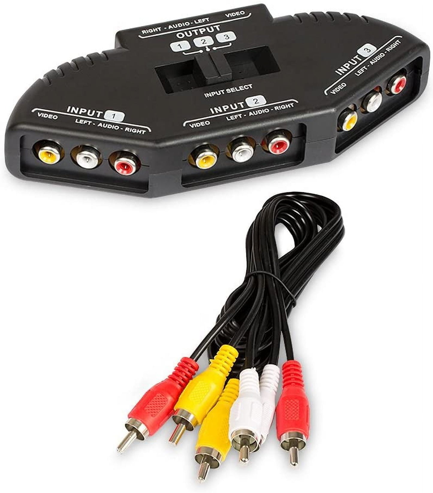 3 Way Port RCA Audio and Video Composite AV Switcher Selector Distribution Switch Box (3 Input 1 Output) for V1189-LWWAL-20260327-03985
