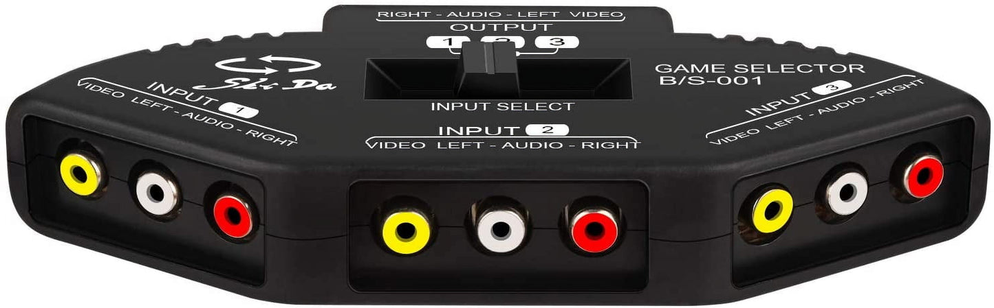 3 Way Port RCA Audio and Video Composite AV Switcher Selector Distribution Switch Box (3 Input 1 Output) for V1189-LWWAL-20260327-03985