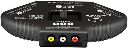 3 Way Port RCA Audio and Video Composite AV Switcher Selector Distribution Switch Box (3 Input 1 Output) for V1189-LWWAL-20260327-03985