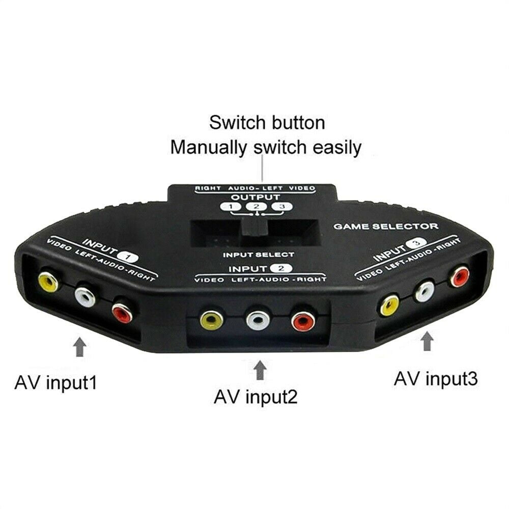 3 Way Port RCA Audio and Video Composite AV Switcher Selector Distribution Switch Box (3 Input 1 Output) for V1189-LWWAL-20260327-03985