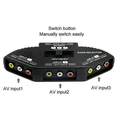 3 Way Port RCA Audio and Video Composite AV Switcher Selector Distribution Switch Box (3 Input 1 Output) for V1189-LWWAL-20260327-03985