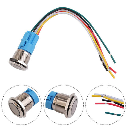 19Mm Latching Push Button Switch 12V Dc On Off Stainless Steel Led Self-Locking Green Blue V1189-LWWAL-20260327-04002