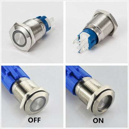 19Mm Latching Push Button Switch 12V Dc On Off Stainless Steel Led Self-Locking Green Blue V1189-LWWAL-20260327-04002