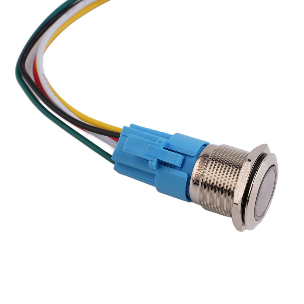 19Mm Latching Push Button Switch 12V Dc On Off Stainless Steel Led Self-Locking Green Blue V1189-LWWAL-20260327-04002