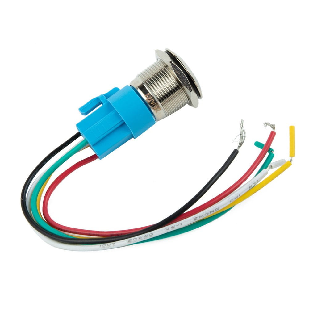 19Mm Latching Push Button Switch 12V Dc On Off Stainless Steel Led Self-Locking Green V1189-LWWAL-20260327-04003