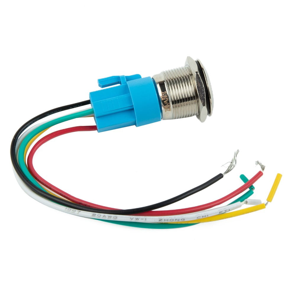 19Mm Latching Push Button Switch 12V Dc On Off Stainless Steel Led Self-Locking Green V1189-LWWAL-20260327-04003