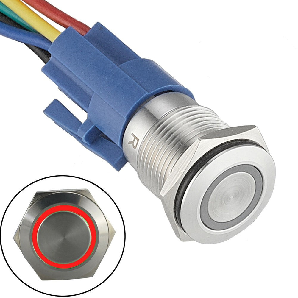 19Mm Latching Push Button Switch 12V Dc On Off Stainless Steel Led Self-Locking Green Red V1189-LWWAL-20260327-04004