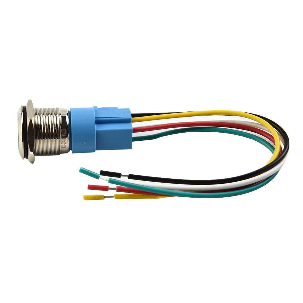 19Mm Latching Push Button Switch 12V Dc On Off Stainless Steel Led Self-Locking Green White V1189-LWWAL-20260327-04005