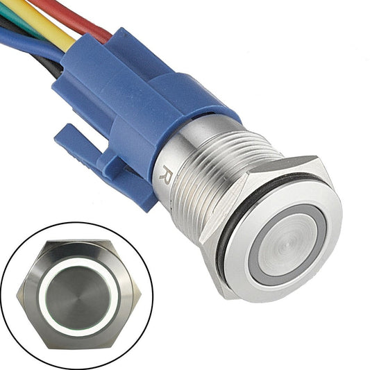 19Mm Latching Push Button Switch 12V Dc On Off Stainless Steel Led Self-Locking Green White V1189-LWWAL-20260327-04005