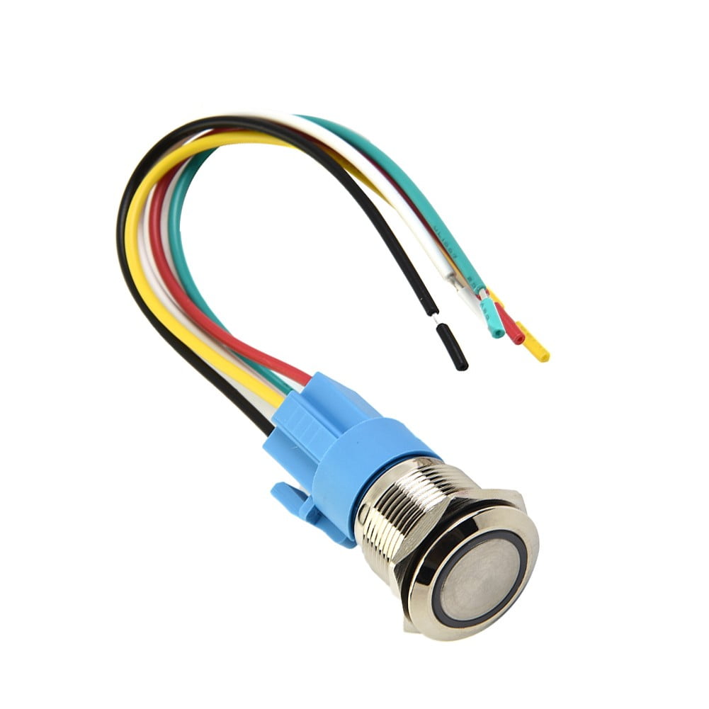 19Mm Latching Push Button Switch 12V Dc On Off Stainless Steel Led Self-Locking Green White V1189-LWWAL-20260327-04005