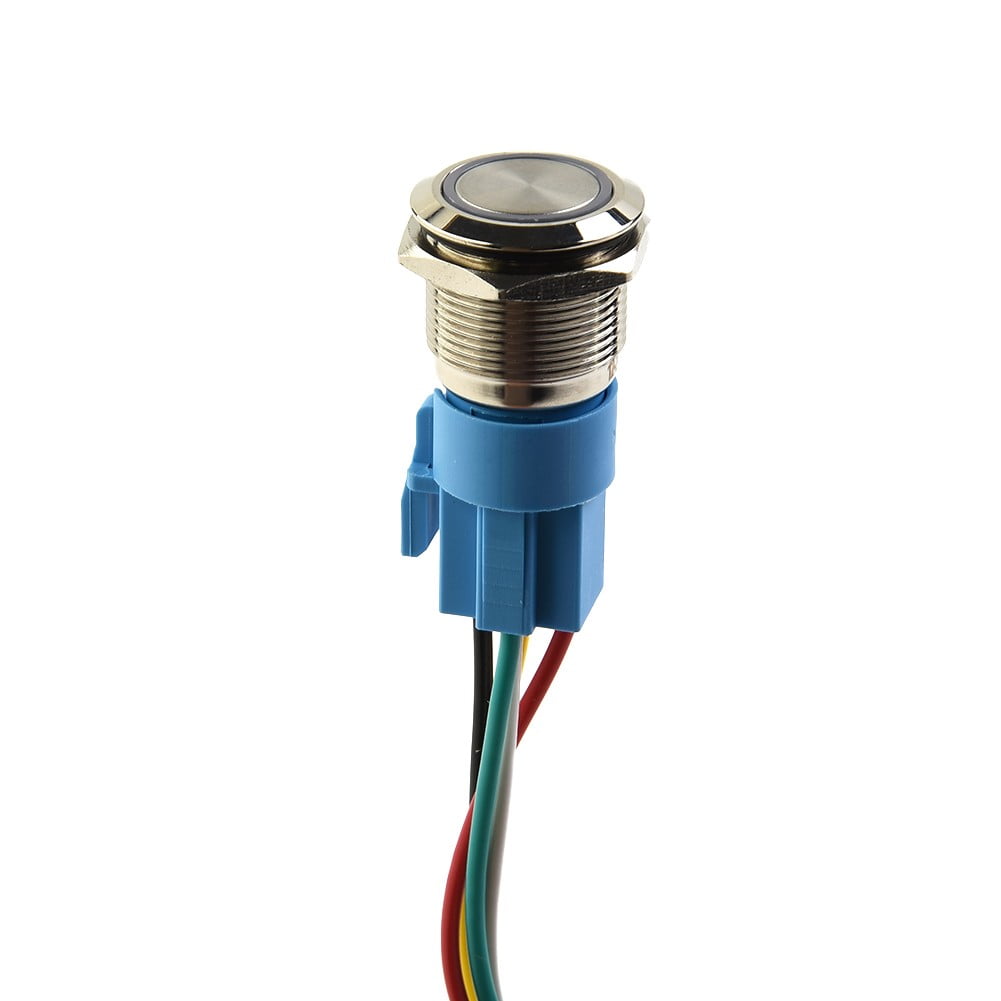 19Mm Latching Push Button Switch 12V Dc On Off Stainless Steel Led Self-Locking Green White V1189-LWWAL-20260327-04005