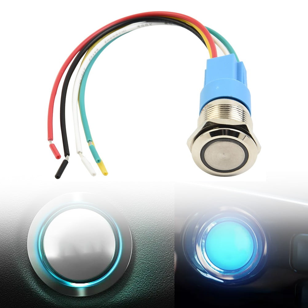 19Mm Latching Push Button Switch 12V Dc On Off Stainless Steel Led Self-Locking Green Yellow V1189-LWWAL-20260327-04006
