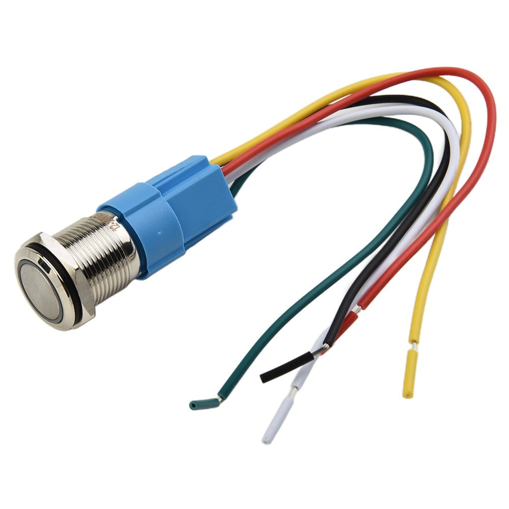 19Mm Latching Push Button Switch 12V Dc On Off Stainless Steel Led Self-Locking Green Yellow V1189-LWWAL-20260327-04006