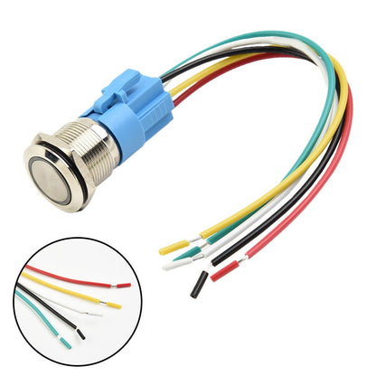 19Mm Latching Push Button Switch 12V Dc On Off Stainless Steel Led Self-Locking Green Yellow V1189-LWWAL-20260327-04006
