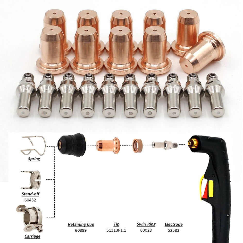 20Pcs Plasma Electrode Mt52582 Tips Nozzles Mt51313P1.1 For Pt60 Cutting Torch V1189-LWWAL-20260327-04019