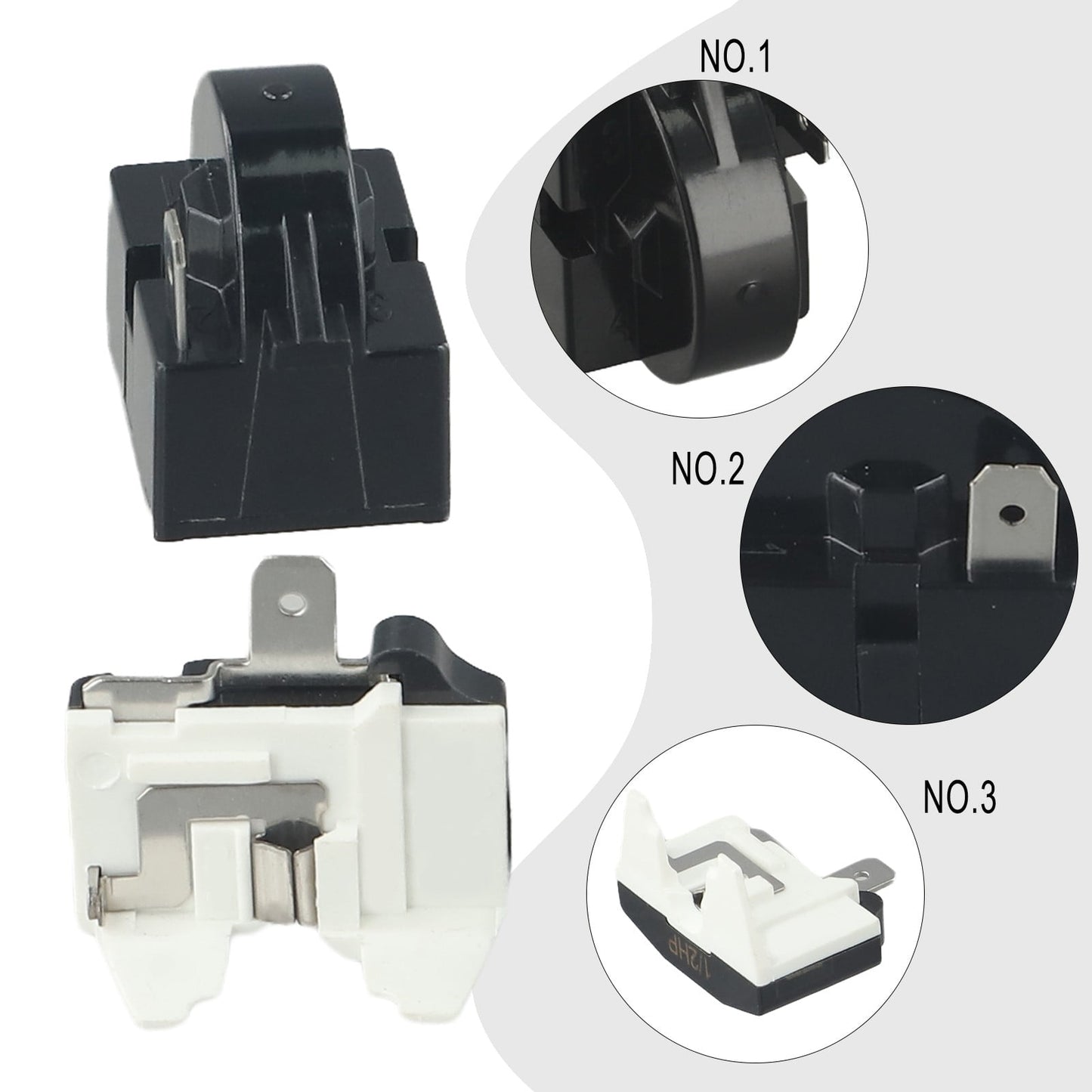 Refrigerator Ptc Starter Relay Replacement 2 Pins Compressor Overload Protector 1Pin-12Ohm+1/2Hp V1189-LWWAL-20260327-04020