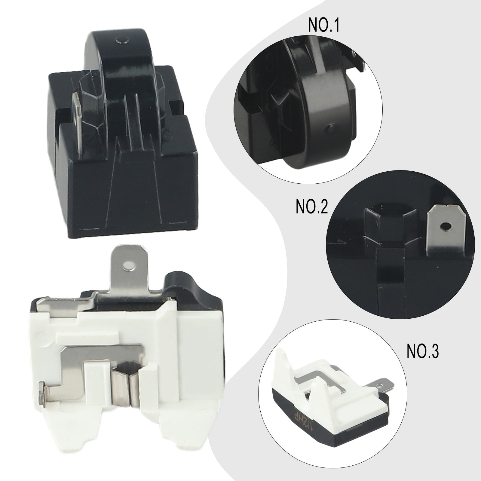 Refrigerator Ptc Starter Relay Replacement 2 Pins Compressor Overload Protector 1Pin-12Ohm+1/2Hp V1189-LWWAL-20260327-04020