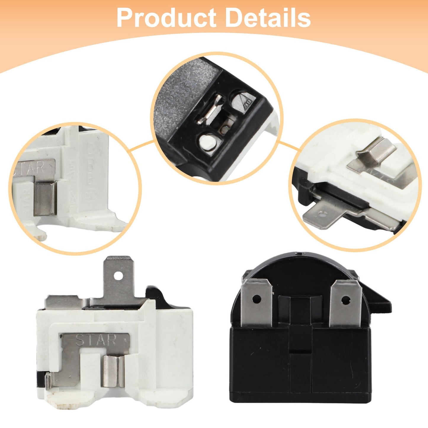 Refrigerator Ptc Starter Relay Replacement 2 Pins Compressor Overload Protector 1Pin-12Ohm+1/2Hp V1189-LWWAL-20260327-04021