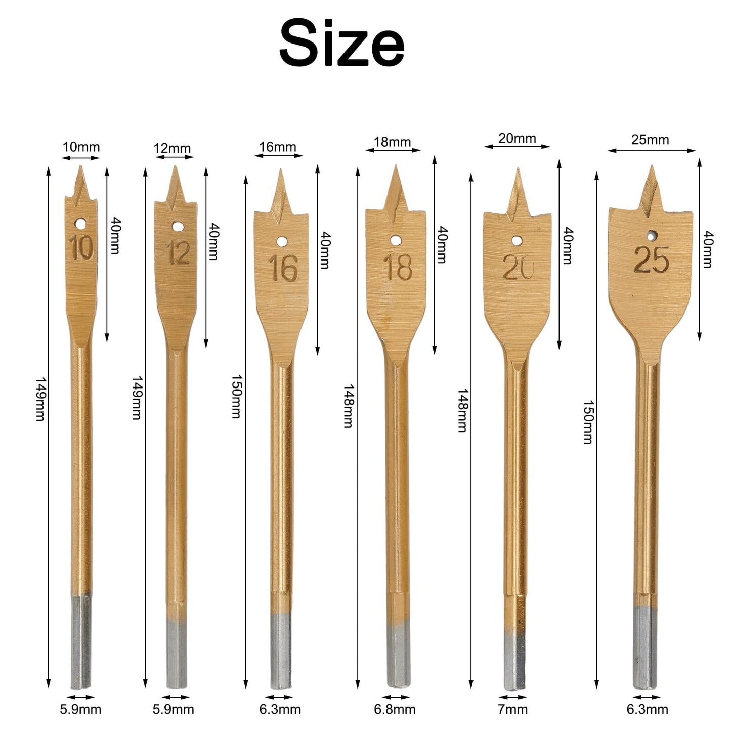 6Pcs Spade Flat Wood Drill Bit Woodworking Hex Shank Metric 10-25Mm V1189-LWWAL-20260327-04059