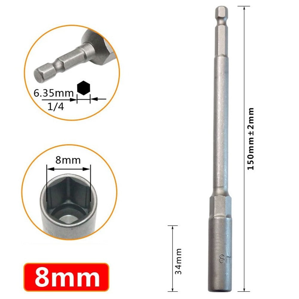 1Pc 150Mm Hexagon Nut Driver Drill Bit Adapter Socket Wrench Extension Sleeve 9Mm Smile Home 8Mm V1189-LWWAL-20260327-04068