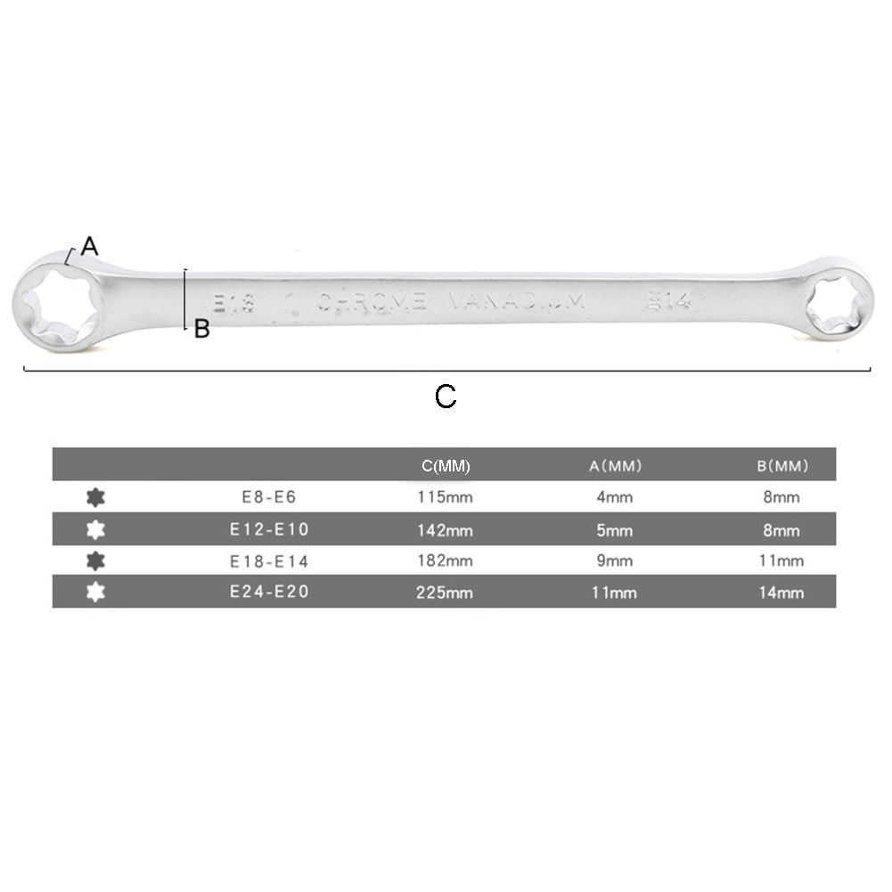 4Pcs Star Double Torx Wrench Spanner E6- E24 E-Type Double-Ended Hexagon V1189-LWWAL-20260327-04070