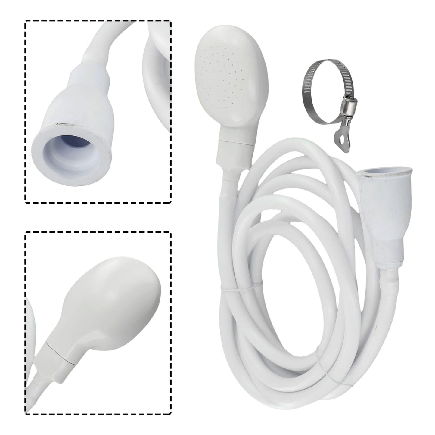 Push On Shower Hose & Head for Single Tap Spray Mixer Tap Bath Tap Kitchen 2M V1189-LWWAL-20260327-04071