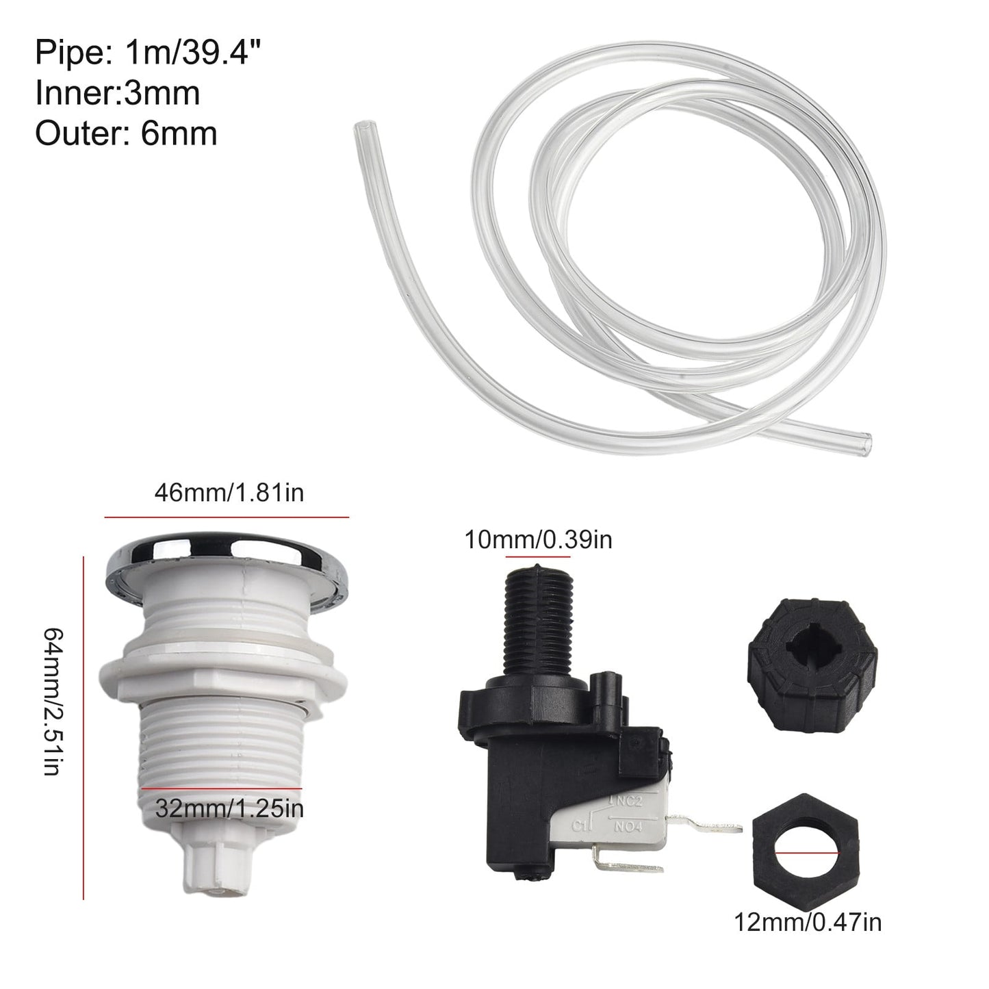 Pneumatic Switch on Off Push Air Switch Button 32mm For Bathtub Spa Waste Garbage Disposal Switch 125-250V 16A V1189-LWWAL-20260327-04113