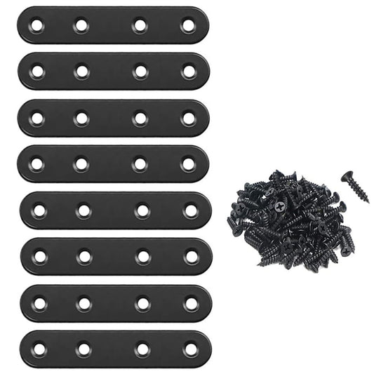 Black Straight Brackets 304Stainless Steel Flat Brace Mending Plates with Screws 8Pcs V1189-LWWAL-20260327-04114