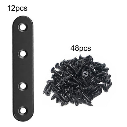 Black Straight Brackets 304Stainless Steel Flat Brace Mending Plates with Screws 8Pcs V1189-LWWAL-20260327-04114