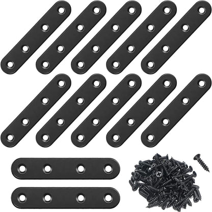 Black Straight Brackets 304Stainless Steel Flat Brace Mending Plates with Screws 8Pcs V1189-LWWAL-20260327-04114