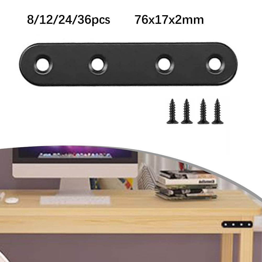 Black Straight Brackets 304Stainless Steel Flat Brace Mending Plates with Screws 8Pcs V1189-LWWAL-20260327-04114