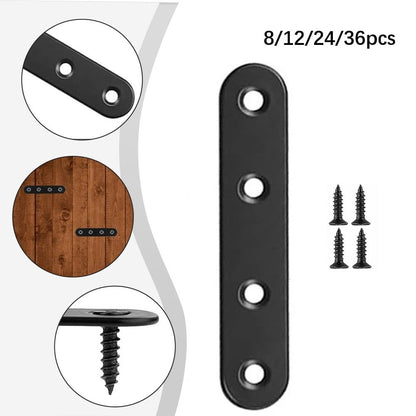 Black Straight Brackets 304Stainless Steel Flat Brace Mending Plates with Screws 8Pcs V1189-LWWAL-20260327-04114