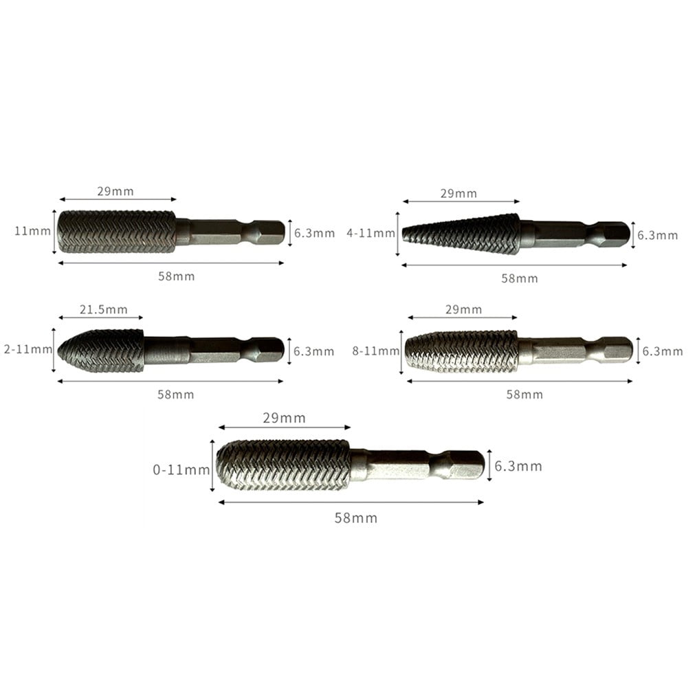 Hex Shank Rotary Steel File Drill Bits Burrs Grinding Grooved Sanding Engraving Tool Set for Metal Wood V1189-LWWAL-20260327-04116