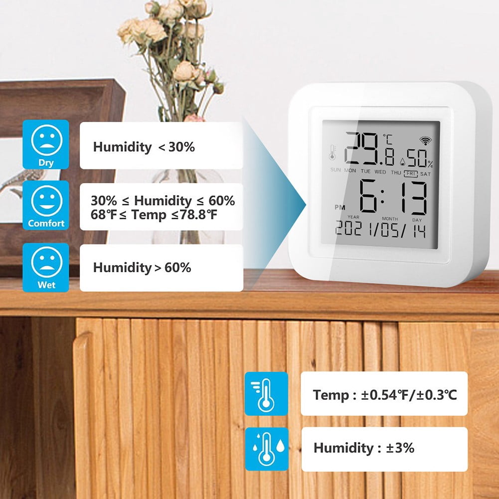 1Set Wifi Thermometer with Usb Cable for Tuya Smart Wifi Thermometer Hygrometer Indoor Room Digital V1189-LWWAL-20260327-04117